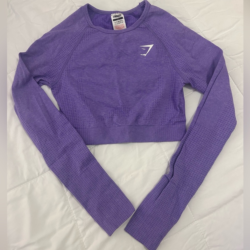 Purple Gymshark Vital Seamless 2.0 Long sleeve crop top